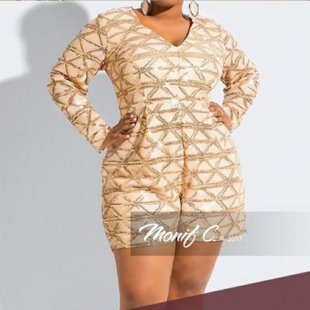 Monif C. Sequined Short Romper